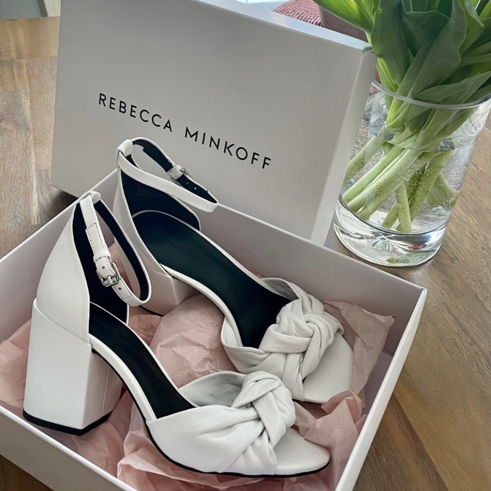 REBECCA MINKOFF Shoes White Ankle Strap Sandal *8.5 NIB Leather Wedding Prom